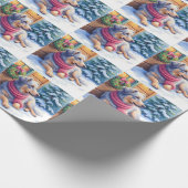 Watercolor Bergamasco Shepherd Cabin Christmas Cadeaupapier (Hoek)