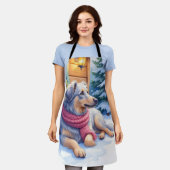 Watercolor Bergamasco Shepherd Cabin Christmas Schort (Gedragen)