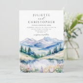 Watercolor Bergbos Bruiloft Kaart (Staand voorkant)
