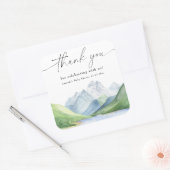 Watercolor bergen Dank je Vierkante Sticker (Envelop)