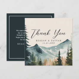 Watercolor Bergen En Dennen Trouwdag Bedankkaart