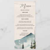 Watercolor Bergen En Dennen Trouwdag Menu (Voorkant)