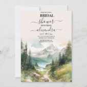 Watercolor Bergen En Dennenbos Bruidsdouche Kaart (Voorkant)