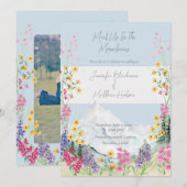 Watercolor Bergen met Wilde Bloem Frame Kaart (Voorkant / Achterkant)