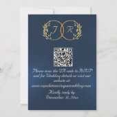 Watercolor Bergen, QR Code & Monogram - Blauw Kaart (Achterkant)