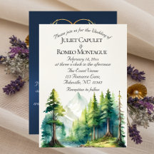Watercolor Bergen, QR Code & Monogram - Blauw