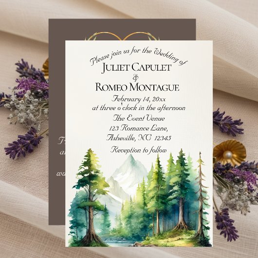 Watercolor Bergen, QR Code & Monogram - Mocha Kaart
