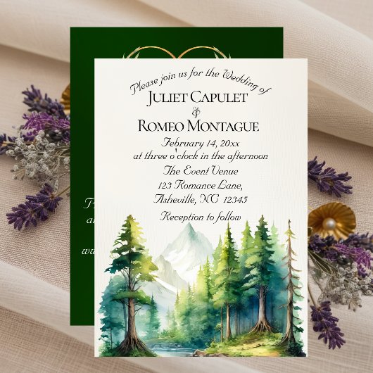 Watercolor Bergen, QR Code & Monogram - Smaragd Kaart