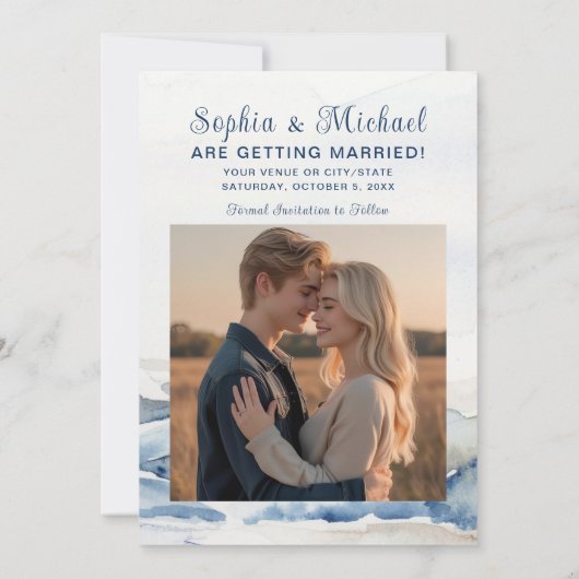 Watercolor Bergen Rustic Trouwkaart Save the Date (Achterkant)