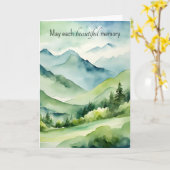 Watercolor Bergen Sympathie Kaart (Gele Bloem)