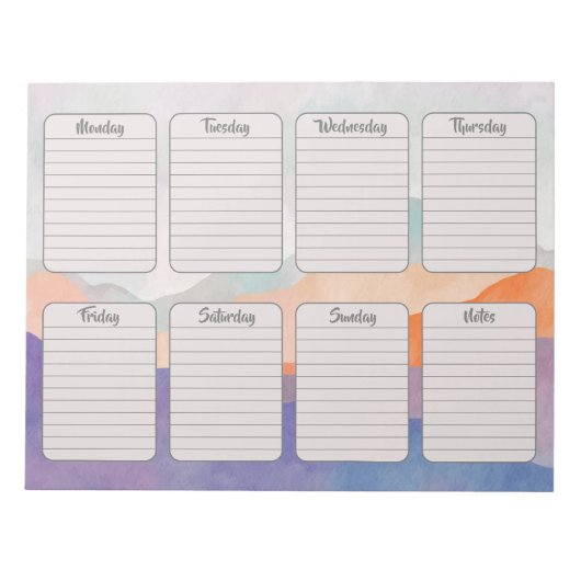 Watercolor Bergen Weekplanner Uitscheurbaar Notitieblok (Voorkant)