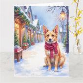 Watercolor Berger Picard Village Square Christmas  Kaart (Gele Bloem)