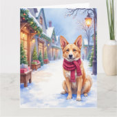 Watercolor Berger Picard Village Square Christmas  Kaart (Voorkant)