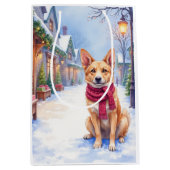 Watercolor Berger Picard Village Square Christmas Medium Cadeauzakje (Voorkant)