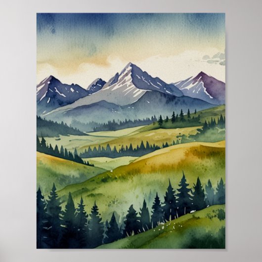 WATERCOLOR BERGKUNST Poster (Voorkant)
