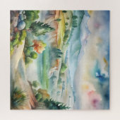 Watercolor berglandschap legpuzzel (Horizontaal)