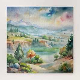 Watercolor berglandschap legpuzzel