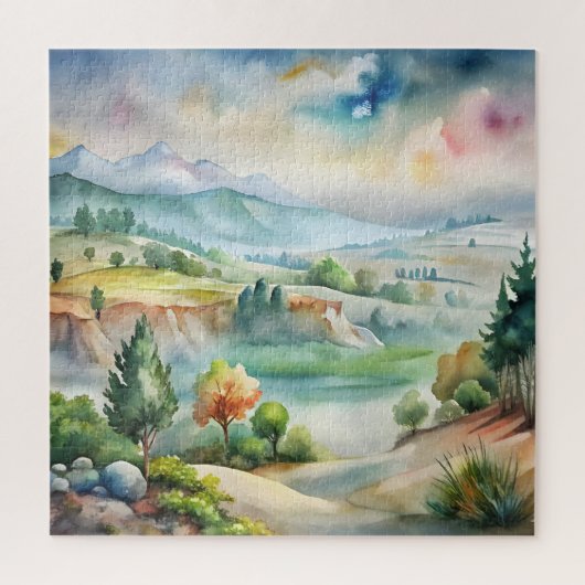 Watercolor berglandschap legpuzzel (Verticaal)