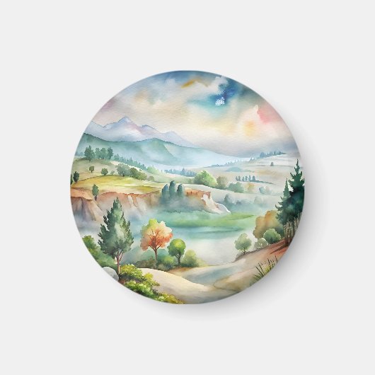Watercolor berglandschap magneet (Voorkant)