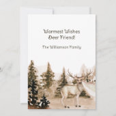 Watercolor berglandschap met herten feestdagenkaart (Achterkant)