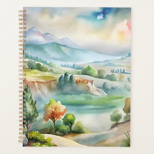 Watercolor berglandschap planner (Voorkant)