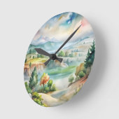 Watercolor berglandschap ronde klok (Hoek)