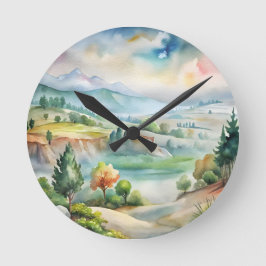 Watercolor berglandschap ronde klok