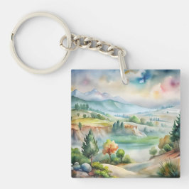 Watercolor berglandschap sleutelhanger
