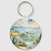 Watercolor berglandschap sleutelhanger (Achterkant)