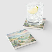 Watercolor berglandschap stenen onderzetter (Zijkant)