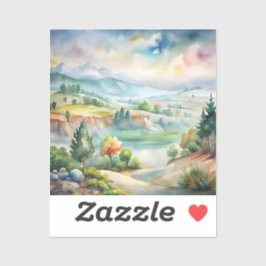 Watercolor berglandschap sticker