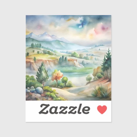 Watercolor berglandschap sticker (Vel)