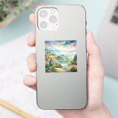 Watercolor berglandschap sticker (Telefoon)
