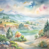 Watercolor berglandschap sticker (Voorkant)