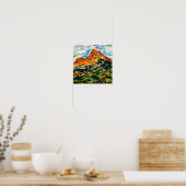 Watercolor bergprint poster (Keuken)