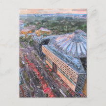 Watercolor Berlijn. Avond over Sony Center en Ti