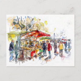 Watercolor Berlijn Mitte Markt Briefkaart