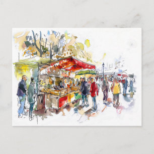Watercolor Berlijn Mitte Markt Briefkaart