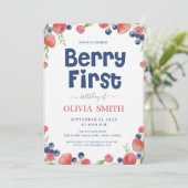 Watercolor Berry First Birthday 1st Birthday  Kaart (Staand voorkant)