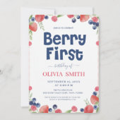Watercolor Berry First Birthday 1st Birthday  Kaart (Voorkant)