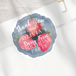 Watercolor Berry First Birthday Favor  Ronde Sticker