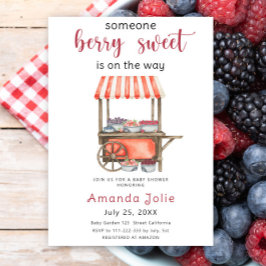 Watercolor Berry Sweet Berries Baby Shower Kaart