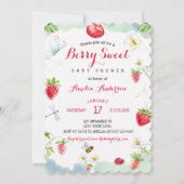 Watercolor Berry Sweet Strawberries Baby Shower Kaart (Voorkant)
