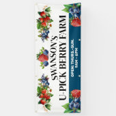 Watercolor-bessen Aangepaste U-Pick-bessenboerderi Spandoek (Verticaal)