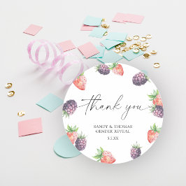 Watercolor Bessen - Bedankt geslacht onthulling Ronde Sticker
