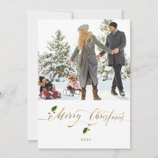 Watercolor Bessen Foto Prettig Kerstfeest (Voorkant)