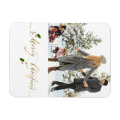Watercolor Bessen Foto Prettig Kerstfeest Magneet (Horizontaal)