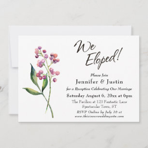 Watercolor Bessen & Knoppen We Eloped Typografie Kaart