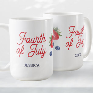 Watercolor Bessen Persoonlijk Schrift 4 juli Koffiemok