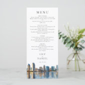 Watercolor Bestemming Trouwen San Diego Skyline Menu (Staand voorkant)